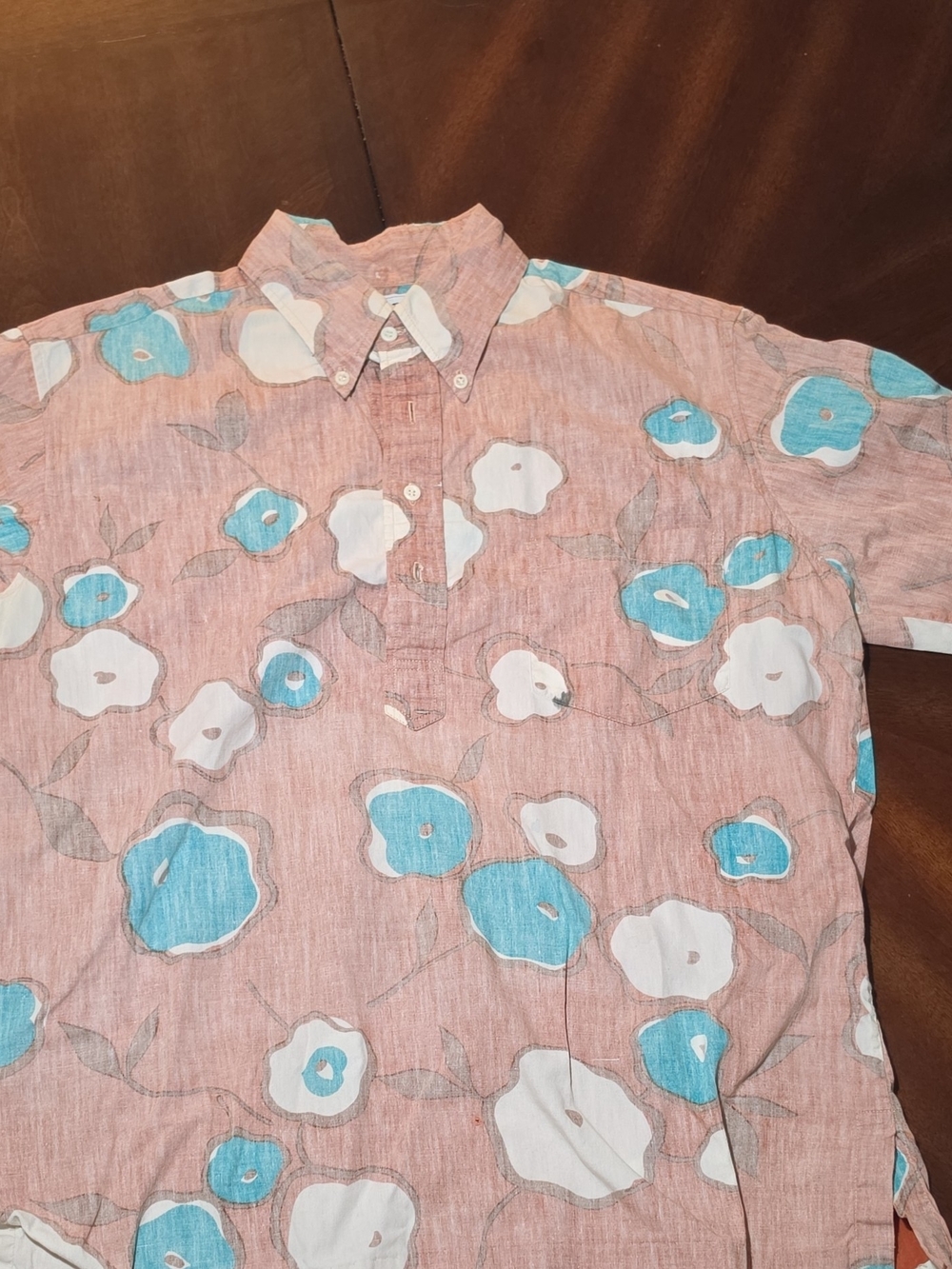 reyn spooner Pink Floral Button-Down with Blue and White Flowers